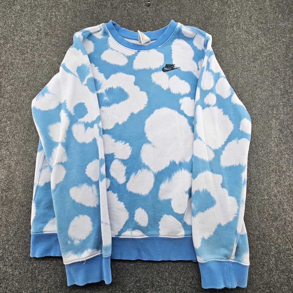 Nike  Blue White Tie Dye Hoodie Sweatshirt Kids Xl